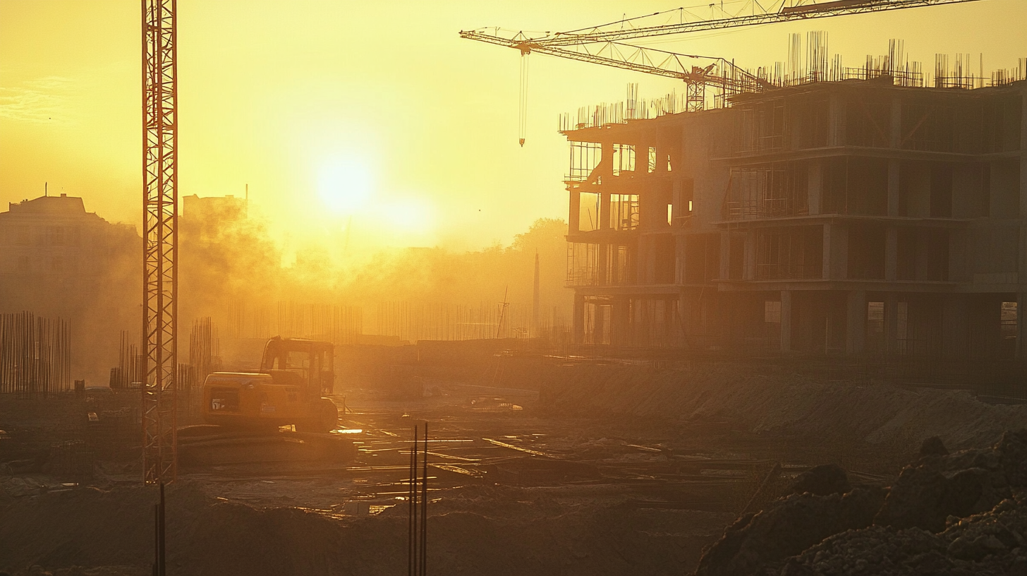 Construction Site with the sun rising